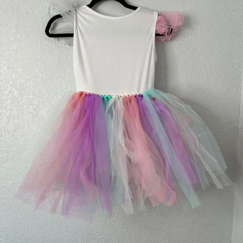 Girls Unicorn dress with sequins tulle ruffles tutu costume‎ large